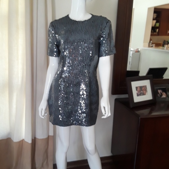 NWT Micheal Kors Black sequin Mini Sheath dress 8 MK Cocktail Party Tunic - Picture 4 of 6